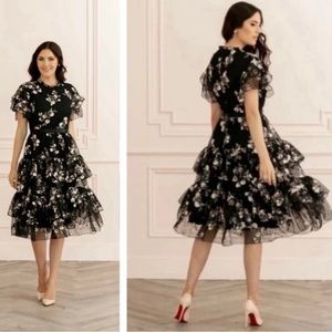 RACHEL PARCELL BLACK LACE FLORAL DRESS